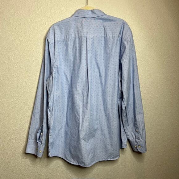 Banana Republic Men's Non-Iron Slim Fit Rivera Blue Dot Long Sleeve Shirt - Picture 9 of 13
